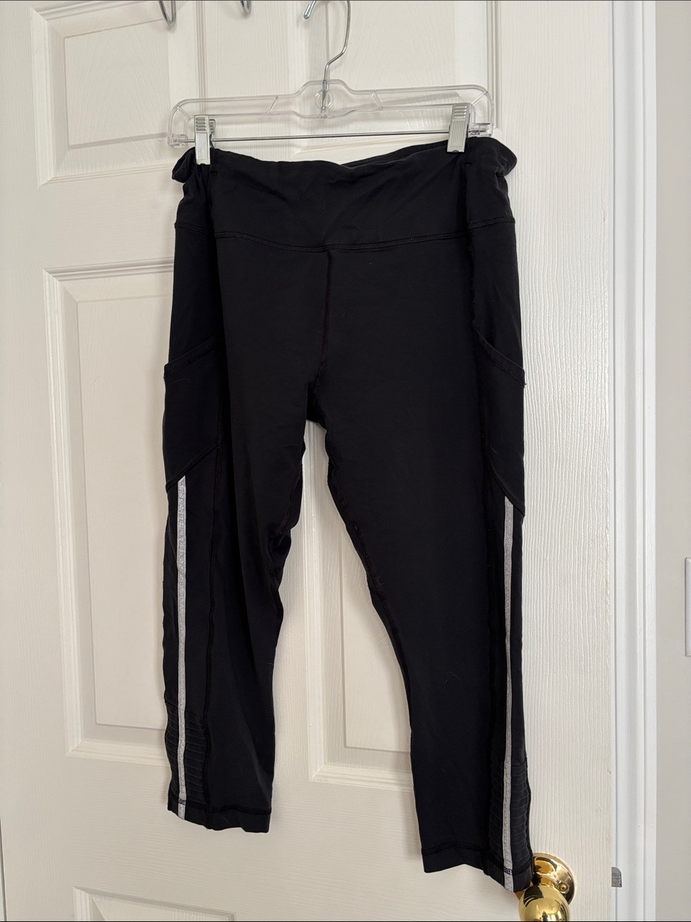 lululemon athletica Black Capri Leggings with Reflective Side Stripe